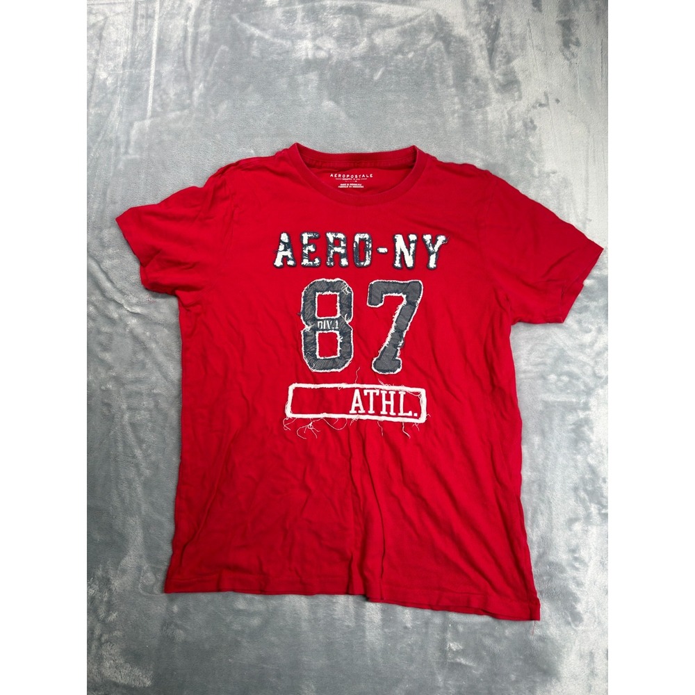 Aeropostale AERO-NY 87 T Shirt Mens XL Red Short Sleeve Retro Athletic Tee